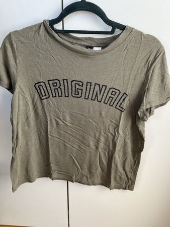 Khaki H\&M T-Shirt Gr. S "Original" Crop Top Damenhirt Shirt